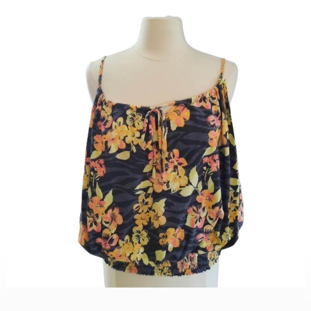Torrid Floral Strappy Key Hole Tie Spaghetti Strap Tank Top Womans 2X